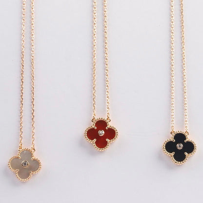 [Triumph Jewelry]CLOVER 15MM DIAMOND CARNELIAN NECKLACE