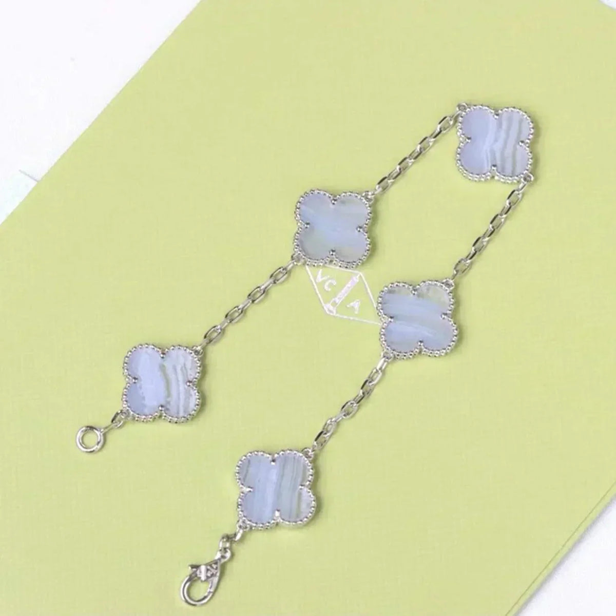 [Triumph Jewelry] CLOVER 5 MOTIF PURPLE CHALCEDONY BRACELET COLLECTION