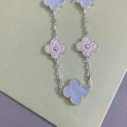 [Triumph Jewelry] CLOVER 5 MOTIF PURPLE CHALCEDONY BRACELET COLLECTION