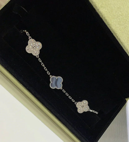 [Triumph Jewelry] CLOVER 5 MOTIF PURPLE CHALCEDONY BRACELET COLLECTION