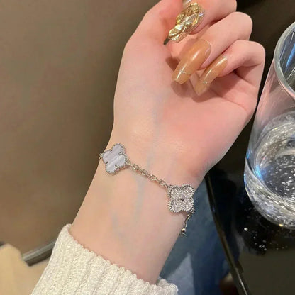 [Triumph Jewelry] CLOVER 5 MOTIF PURPLE CHALCEDONY BRACELET COLLECTION