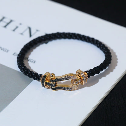 [Triumph Jewelry]FORCE LARGE HORSESHOE BLACK WHITE DIAMOND BRACELET SILVER