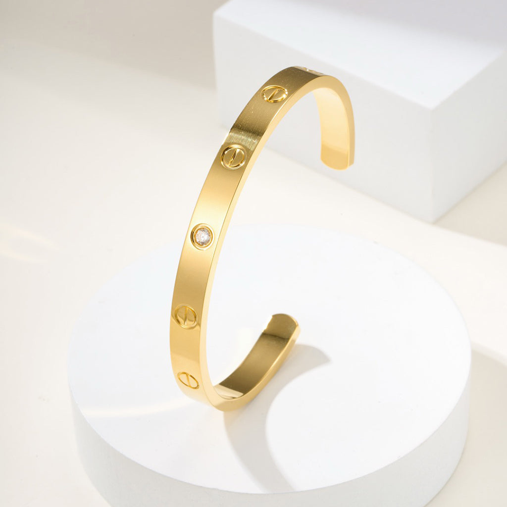 [Triumph Jewelry]LOVE BRACELET 6.1MM 1 DIAMOND OPEN CUFF