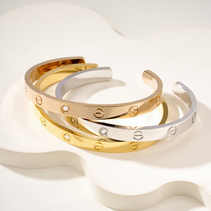 [Triumph Jewelry]LOVE BRACELET 6.1MM 1 DIAMOND OPEN CUFF