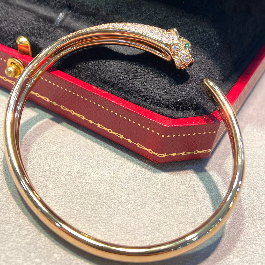 [Triumph Jewelry]PANTHERE HALF DIAMOND OPEN BRACELET