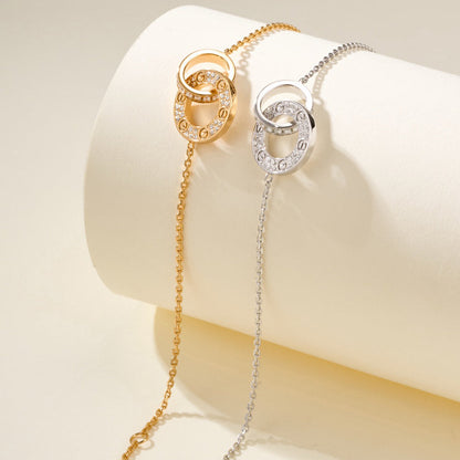 [Triumph Jewelry]LOVE DOUBLE RING FULL DIAMOND BRACELET