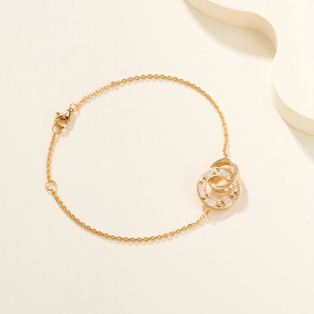 [Triumph Jewelry]LOVE DOUBLE RING FULL DIAMOND BRACELET