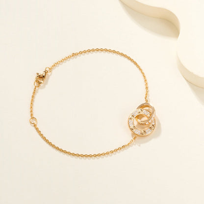 [Triumph Jewelry]LOVE DOUBLE RING FULL DIAMOND BRACELET