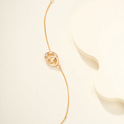 [Triumph Jewelry]LOVE DOUBLE RING FULL DIAMOND BRACELET