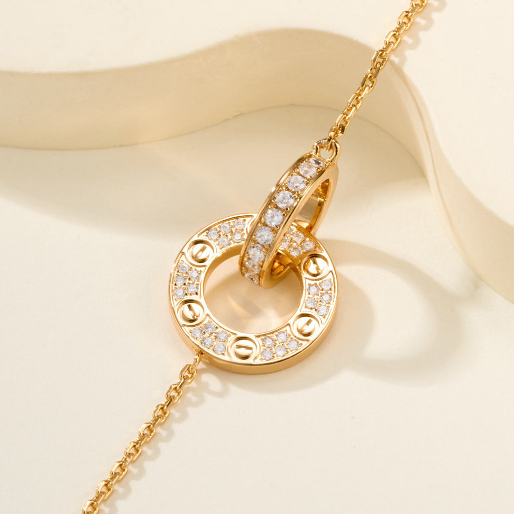 [Triumph Jewelry]LOVE DOUBLE RING FULL DIAMOND BRACELET