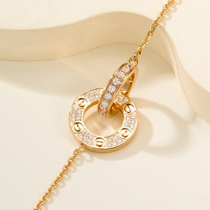[Triumph Jewelry]LOVE DOUBLE RING FULL DIAMOND BRACELET