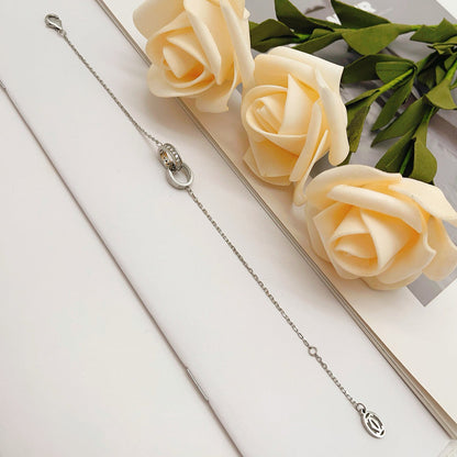 [Triumph Jewelry]LOVE DOUBLE RING HALF DIAMOND BRACELET