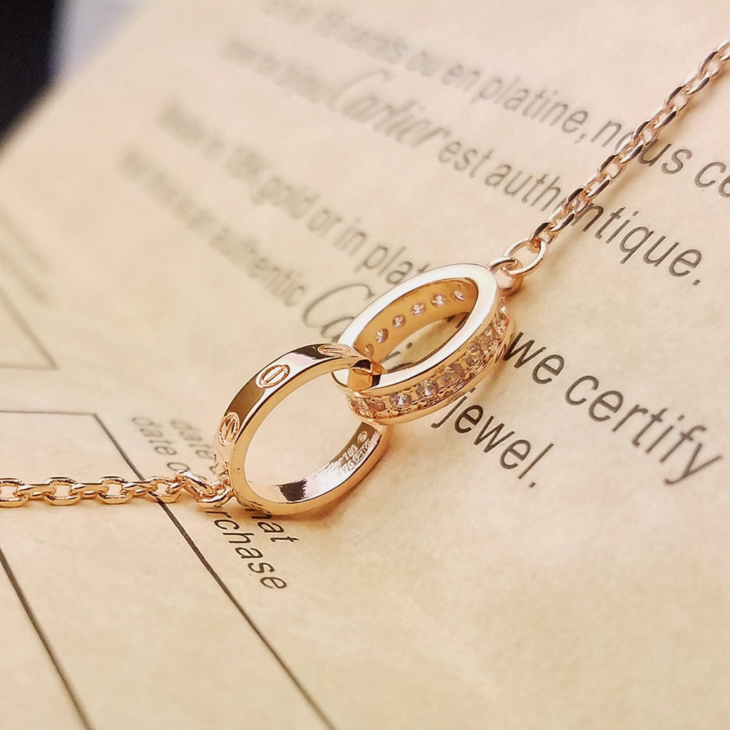 [Triumph Jewelry]LOVE DOUBLE RING HALF DIAMOND BRACELET