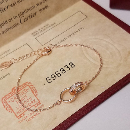 [Triumph Jewelry]LOVE DOUBLE RING HALF DIAMOND BRACELET