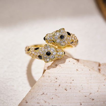 [Triumph Jewelry]PANTHERE DOUBLE HEADED FULL DIAMOND  RING