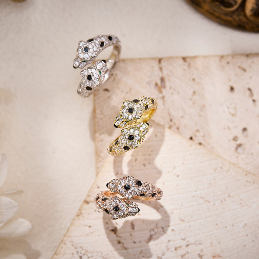 [Triumph Jewelry]PANTHERE DOUBLE HEADED FULL DIAMOND  RING