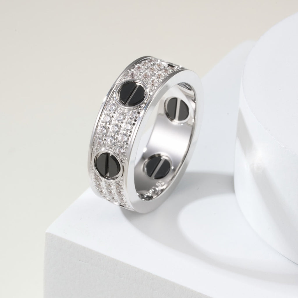 [Triumph Jewelry]LOVE RING 5.5MM DIAMONDS PAVED CERAMIC