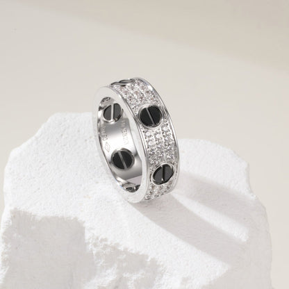 [Triumph Jewelry]LOVE RING 5.5MM DIAMONDS PAVED CERAMIC
