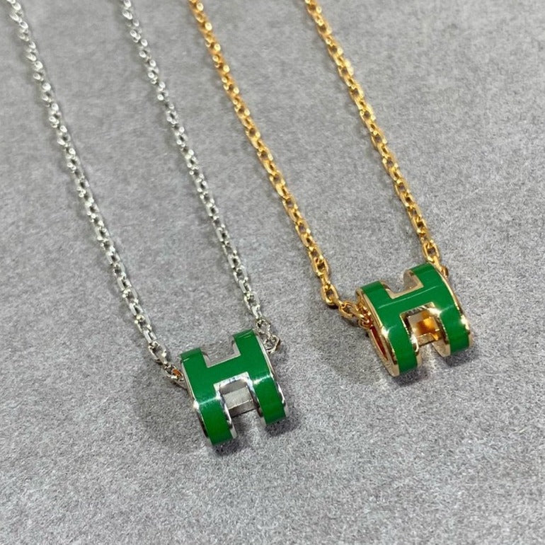 [Triumph Jewelry]POP H GREEN NECKLACE SILVER AND GOLD