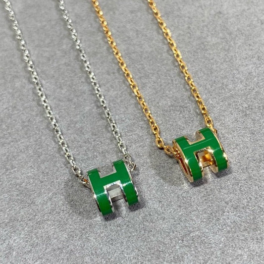 [Triumph Jewelry]POP H GREEN NECKLACE SILVER AND GOLD