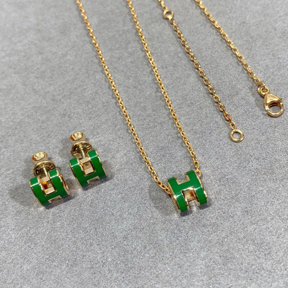 [Triumph Jewelry]POP H GREEN NECKLACE SILVER AND GOLD