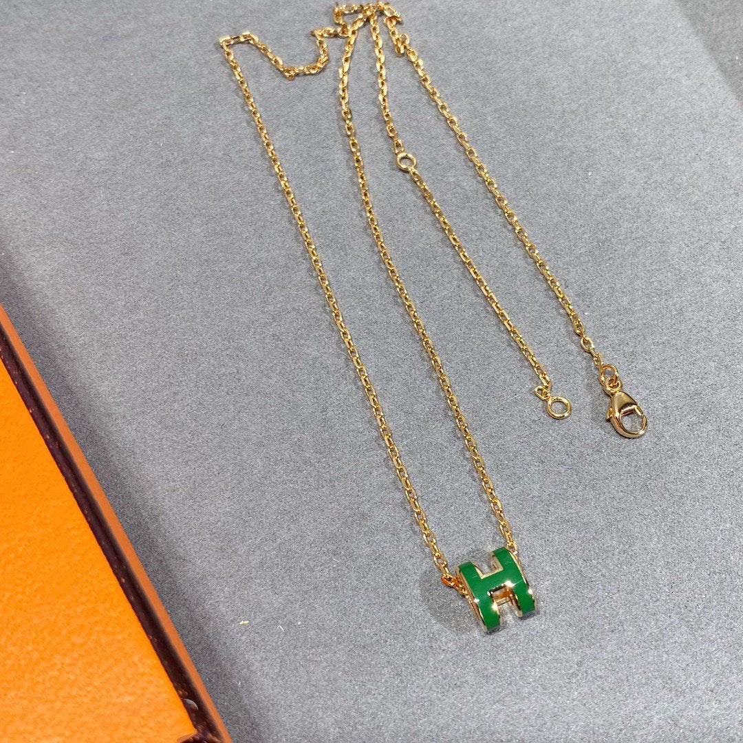 [Triumph Jewelry]POP H GREEN NECKLACE SILVER AND GOLD