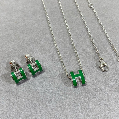 [Triumph Jewelry]POP H GREEN NECKLACE SILVER AND GOLD