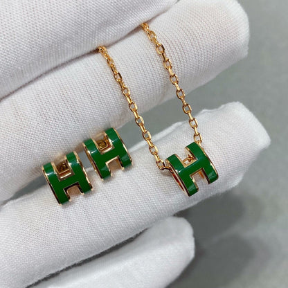 [Triumph Jewelry]POP H GREEN NECKLACE SILVER AND GOLD
