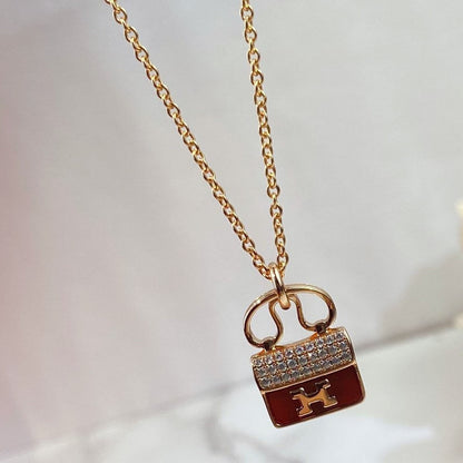 [Triumph Jewelry]CONSTANCE RED PEDANT PINK GOLD NECKLACE