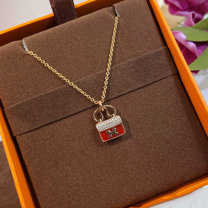 [Triumph Jewelry]CONSTANCE RED PEDANT PINK GOLD NECKLACE