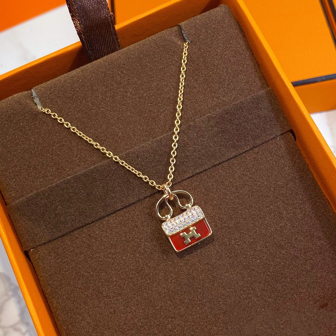 [Triumph Jewelry]CONSTANCE RED PEDANT PINK GOLD NECKLACE