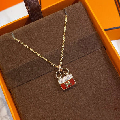 [Triumph Jewelry]CONSTANCE RED PEDANT PINK GOLD NECKLACE