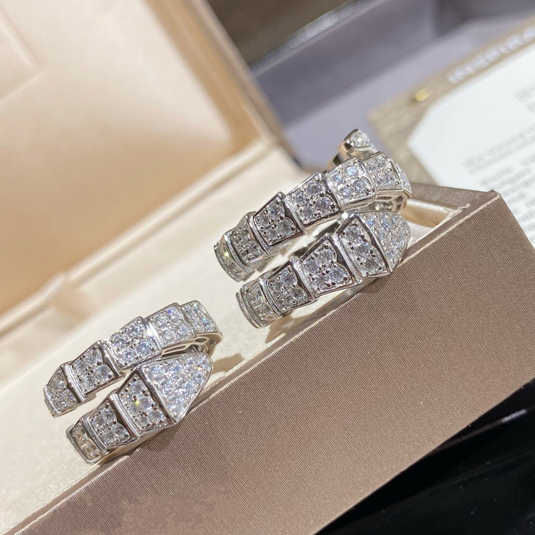 [Triumph Jewelry]SERPENTI DOUBLE RING SILVER DIAMOND PAVED