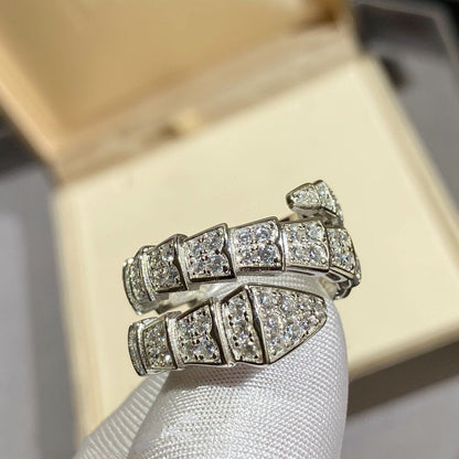 [Triumph Jewelry]SERPENTI DOUBLE RING SILVER DIAMOND PAVED