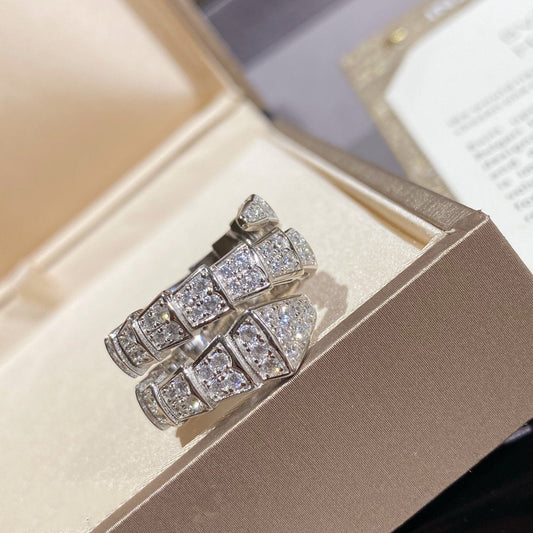 [Triumph Jewelry]SERPENTI DOUBLE RING SILVER DIAMOND PAVED