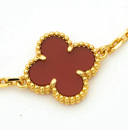 [Triumph Jewelry] CLOVER 5 MOTIF RED CORNELIAN BRACELET COLLECTION