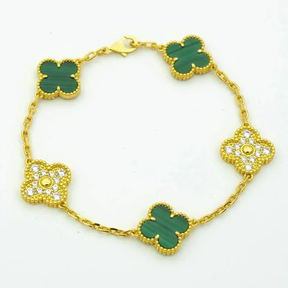 [Triumph Jewelry] CLOVER 5 MOTIF MALACHITE BRACELET COLLECTION