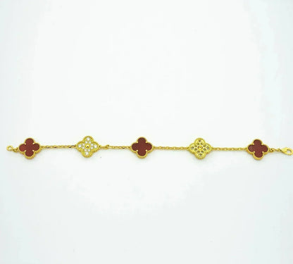 [Triumph Jewelry] CLOVER 5 MOTIF RED CORNELIAN BRACELET COLLECTION