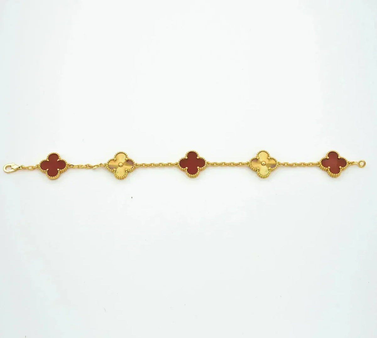 [Triumph Jewelry] CLOVER 5 MOTIF RED CORNELIAN BRACELET COLLECTION