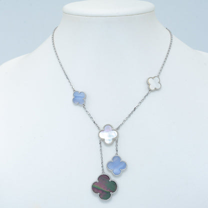 [Triumph Jewelry]CLOVER MOP CHALCEDONY NECKLACE SILVER 6 MOTIF