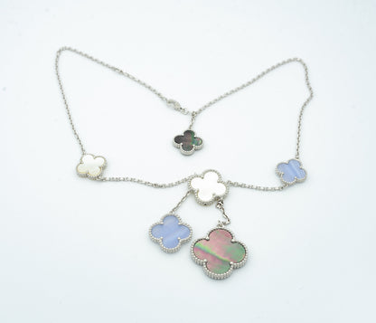 [Triumph Jewelry]CLOVER MOP CHALCEDONY NECKLACE SILVER 6 MOTIF
