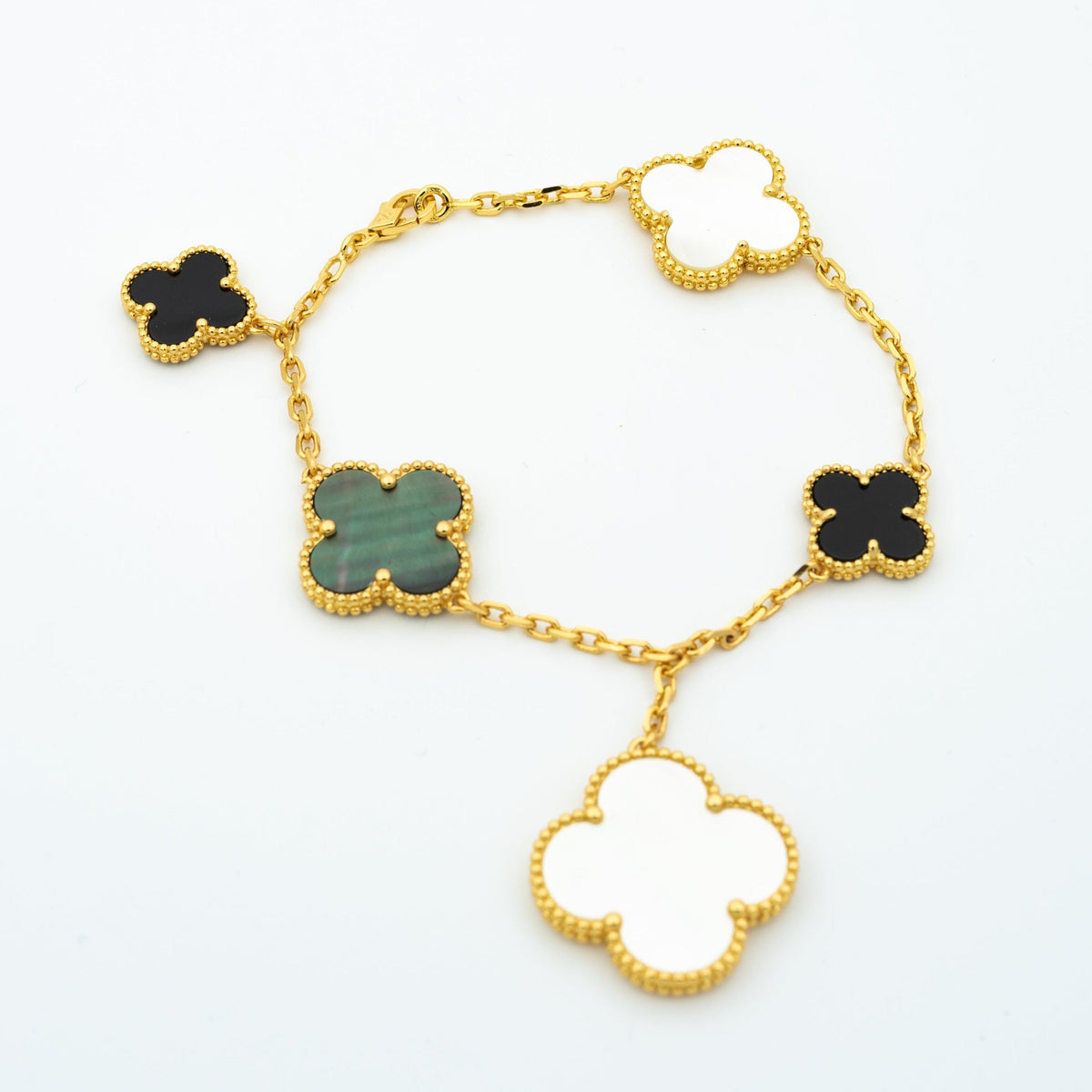 [Triumph Jewelry]CLOVER BRACELET 5 MOTIFS ONYX MOP