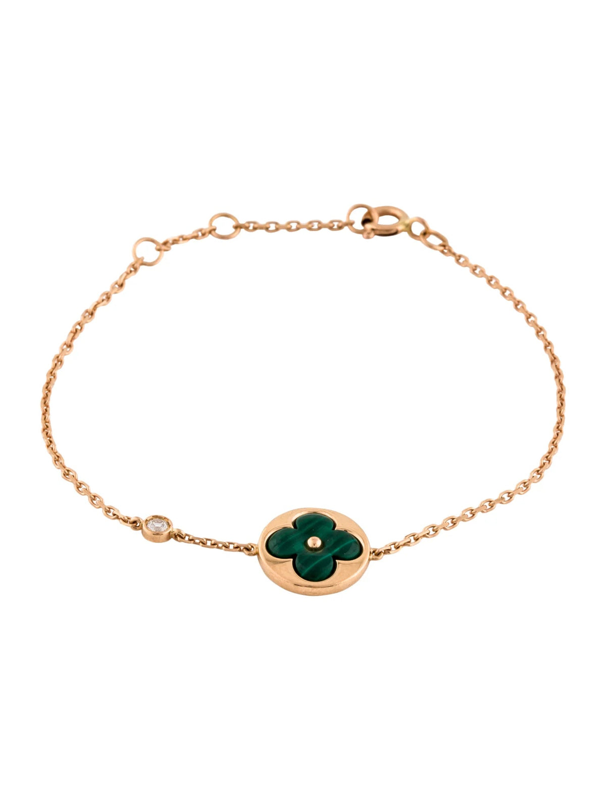 [Triumph Jewelry]SUN MALACHITE 1 DIAMOND PINK GOLD BRACELET