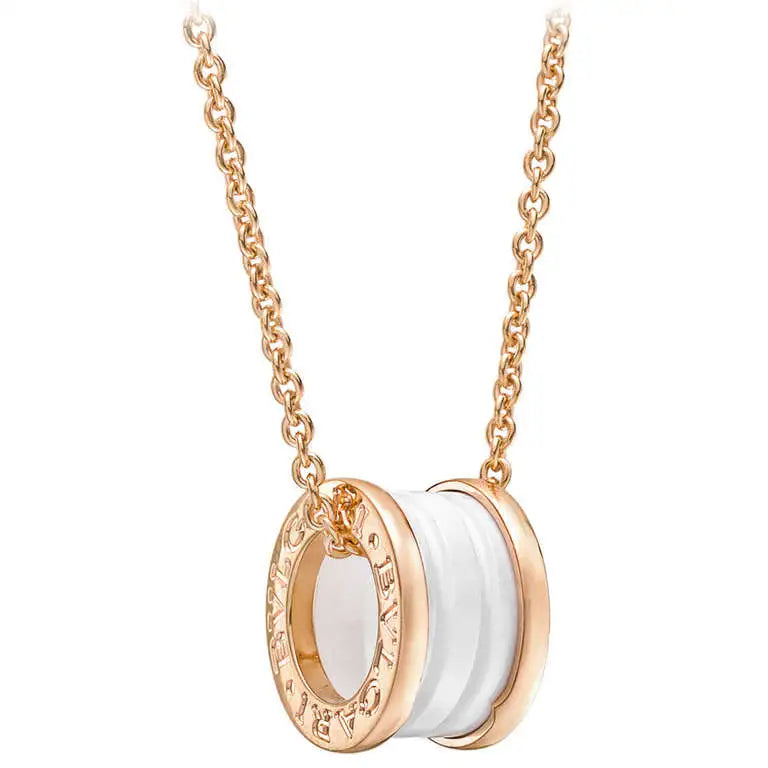 [Triumph Jewelry]ZERO 1 WHITE CERAMIC PINK GOLD DIAMOND NECKLACE