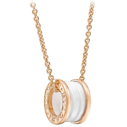 [Triumph Jewelry]ZERO 1 WHITE CERAMIC PINK GOLD DIAMOND NECKLACE