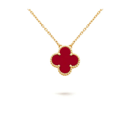 [Triumph Jewelry]CLOVER 15MM CARNELIAN SINGLE FLOWER NECKLACE