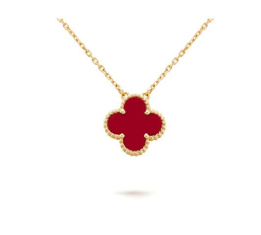 [Triumph Jewelry]CLOVER 15MM CARNELIAN SINGLE FLOWER NECKLACE