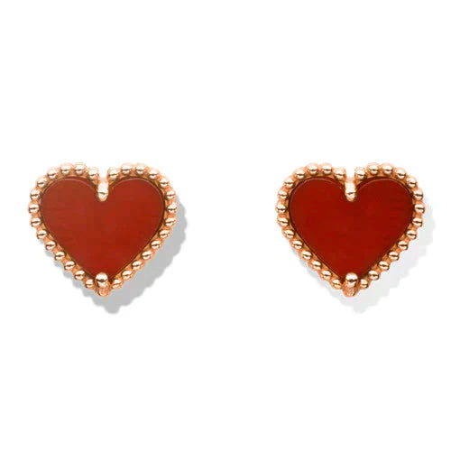 [Triumph Jewelry]HEART CARNELIAN STUD EARRINGS