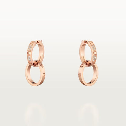 [Triumph Jewelry]LOVE 3.3MM DANGLE HALF DIAMOND EARRINGS