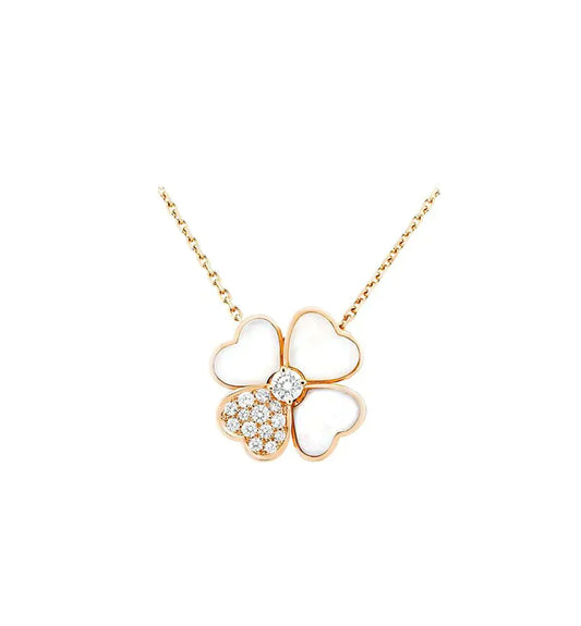 [Triumph Jewelry]CLOVER MOP DIAMOND ROSE GOLD NECKLACE
